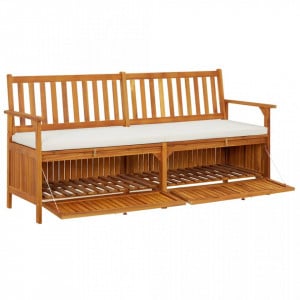 Bancă de depozitare cu pernă, 170 cm, lemn masiv de acacia - V316738V - Img 3