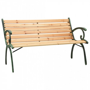 Bancă de grădină 116 cm, fontă și lemn masiv de brad - V319572V - Img 2