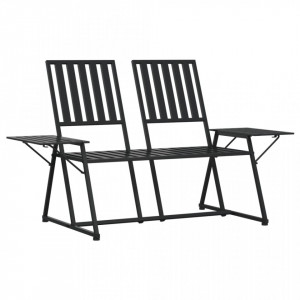 Bancă de grădină cu 2 locuri, negru, 165 cm, oțel - V318819V