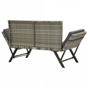 Banca de gradina cu perne, gri, 176 cm, poliratan - V46232V - Img 4