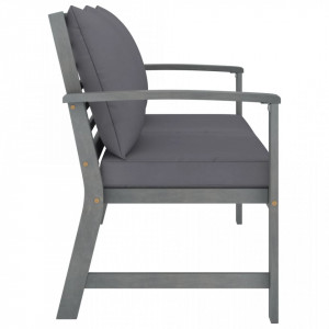 Bancă grădină cu pernă, gri închis, 120 cm, lemn masiv acacia - V311826V - Img 3