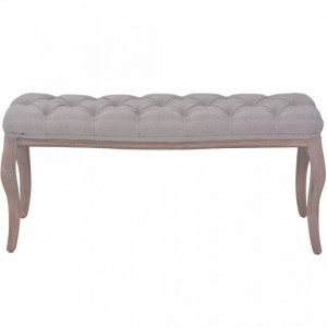 Banca, panza si lemn masiv, 110 x 38 x 48 cm, gri deschis - V245360V - Img 3
