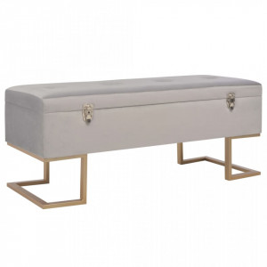 Bancheta cu un compartiment de depozitare gri 105 cm catifea - V247573V