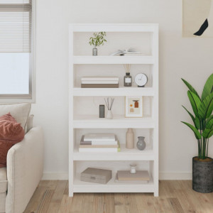 Bibliotecă, alb, 80x35x154 cm, lemn masiv de pin - V821690V - Img 2