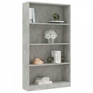 Biblioteca cu 4 rafturi, gri beton, 80 x 24 x 142 cm, PAL - V800913V - Img 3