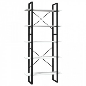 Bibliotecă cu 5 rafturi, alb, 80x30x175 cm, lemn masiv de pin - V3081994V - Img 1