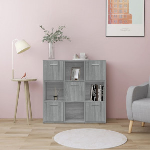 Bibliotecă, gri sonoma, 90x30x90 cm, lemn prelucrat - V815550V - Img 2