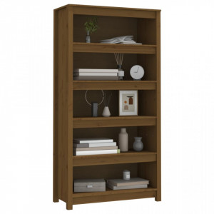 Bibliotecă, maro miere, 80x35x154 cm, lemn masiv de pin - V821692V - Img 4