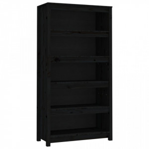 Bibliotecă, negru, 80x35x154 cm, lemn masiv de pin - V821693V - Img 1