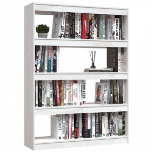Bibliotecă/Separator cameră alb 100x30x135,5 cm lemn masiv pin - V808219V - Img 4