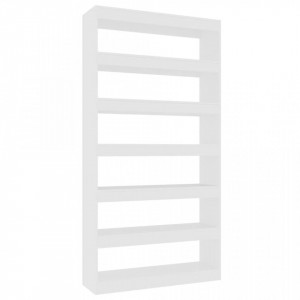 Bibliotecă/Separator cameră, alb, 100x30x198 cm, lemn compozit - V811772V