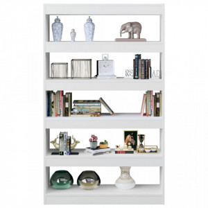 Bibliotecă/Separator cameră, alb extralucios, 100x30x166 cm - V811769V - Img 4