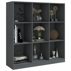 Bibliotecă/Separator cameră gri 104x33,5x110 cm lemn masiv pin - V809974V - Img 4