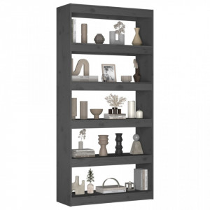 Bibliotecă/Separator cameră, gri, 80x30x167,4 cm lemn masiv pin - V808200V - Img 4