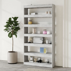 Bibliotecă/Separator cameră, gri sonoma, 100x30x198 cm, lemn - V813642V - Img 3