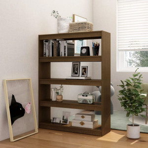 Bibliotecă/Separator cameră maro miere 100x30x135,5 cm lemn pin - V808221V - Img 3