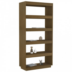 Bibliotecă/Separator cameră, maro miere, 80x35x167 cm lemn pin - V810897V - Img 4