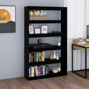 Bibliotecă/Separator cameră, negru,100x30x167,5 cm, pin masiv - V808227V - Img 2