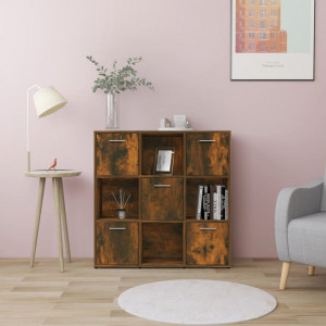 Bibliotecă, stejar fumuriu, 90x30x90 cm, lemn prelucrat - V815549V - Img 2