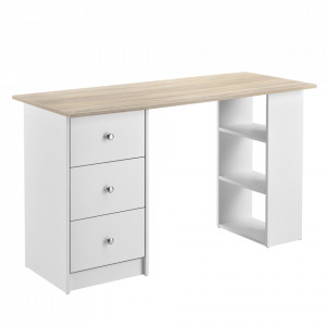 Birou alb/culoarea stejarului cu 3 sertare si 3 polite - P67977820 - Img 2