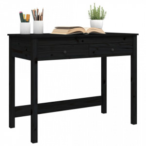 Birou cu sertare, negru, 100x50x78 cm, lemn masiv de pin - V824647V - Img 4