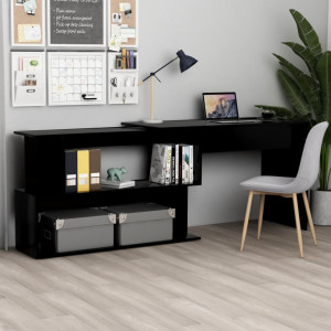 Birou de colt, negru, 200 x 50 x 76 cm, PAL - V801099V - Img 1