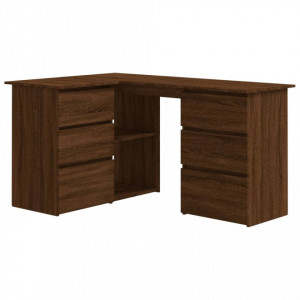 Birou de colț, stejar maro, 145x100x76 cm, lemn prelucrat - V815443V