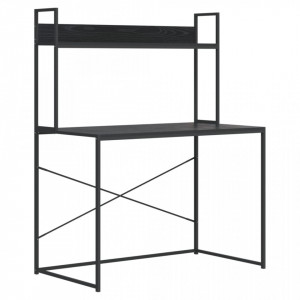 Birou de computer, negru, 110x60x138 cm, lemn prelucrat - V30204V - Img 1
