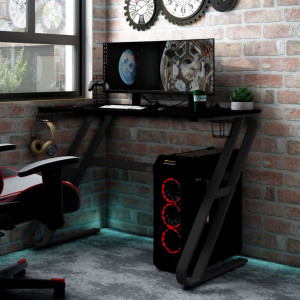 Birou de gaming cu picioare în formă de ZZ, negru, 90x60x75 cm - V325410V - Img 2