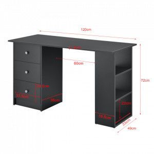 Birou gri inchis cu 3 sertare si 3 rafturi - P67977818 - Img 4
