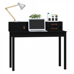 Birou, negru, 110x50x93 cm, lemn masiv de pin - V823533V - Img 4
