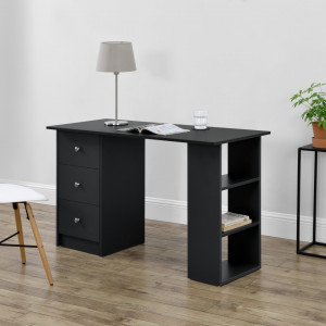 Birou Tonia Grey, 120 x 49 x 72 cm, PAL, negru, cu 3 sertare si 3 polite - P67977819