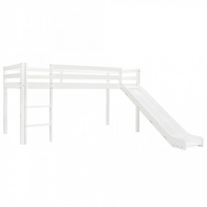 Cadru pat etajat copii cu tobogan; scara 97x208cm lemn de pin - V282713V