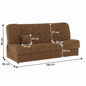 Canapea extensibilă, material textil auriu/model, 194x86x95 cm - TP150972 - Img 17