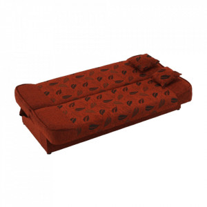 Canapea extensibilă, material textil cărămiziu/model, 194x86x95 cm - TP150971 - Img 13