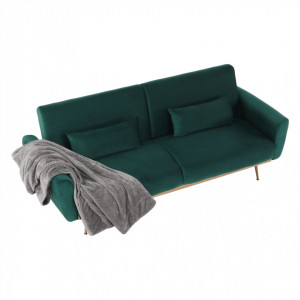 Canapea extensibilă, material textil Velvet smarald, 211x83x85cm - TP263648 - Img 13