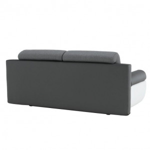 Canapea, piele ecologică alba+gri/material textil gri, 204x89x90 cm - TP88081 - Img 11