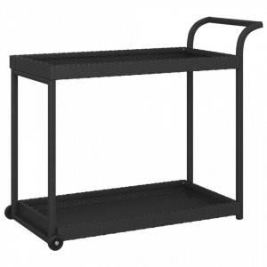 Cărucior de bar, negru, 100x45x83 cm, poliratan - V316666V