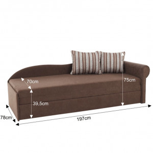 Colţar extensibil, 78x197x75 cm maro cu perne cu model, dreapta - TP8018043 - Img 10