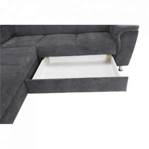Colţar extensibil, material textil gri, model dreapta, 267x86/114x217 cm - TP149052 - Img 17