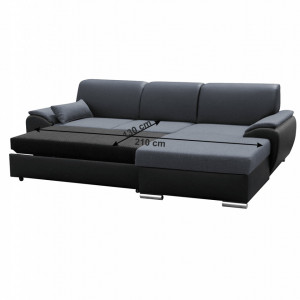 Colţar extensibil, negru și gri închis, model dreapta, 280x83x174 cm - TP280766 - Img 7