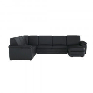 Colţar în formă de U, piele ecologică neagră, model dreapta, 330x88x215/153 cm - TP108349 - Img 7