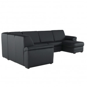 Colţar în formă de U, piele ecologică neagră, model dreapta, 330x88x215/153 cm - TP108349 - Img 12