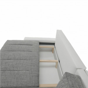 Colţar, piele ecologică/ alb/material gri melir, 300x215x72 cm - TP149894 - Img 5