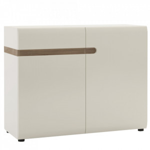 Comodă 109,5x42x86,5 cm, alb lucios și sonoma truflu - TP22319 - Img 11