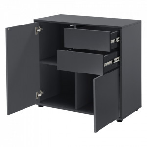Comoda cu 2 sertare si 2 usi gri inchis mat - P71488099 - Img 4