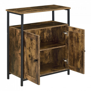 Comoda cu 2 usi 79 x 60 x 30 cm efect lemn nuanta inchisa - P77015989 - Img 4