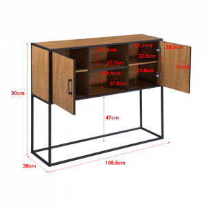 Comoda cu 2 usi, 90 x 108,5 x 30 cm efect lemn nuanta inchisa/negru - P76686983 - Img 4