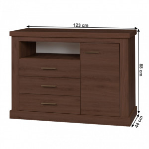 Comodă cu 3 sertare și 1 dulap, maro, 123x44x88 cm - TP264723 - Img 2