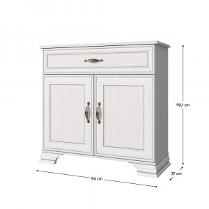 Comodă cu sertar, 94x37x90,1cm, PAL melaminat, crem - TP147859 - Img 6